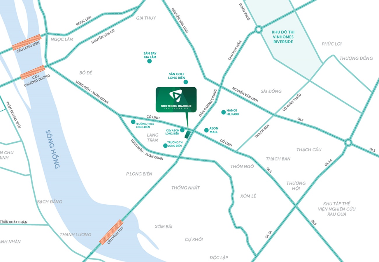 vị trí dự án northern emerald cổ linh long biên
