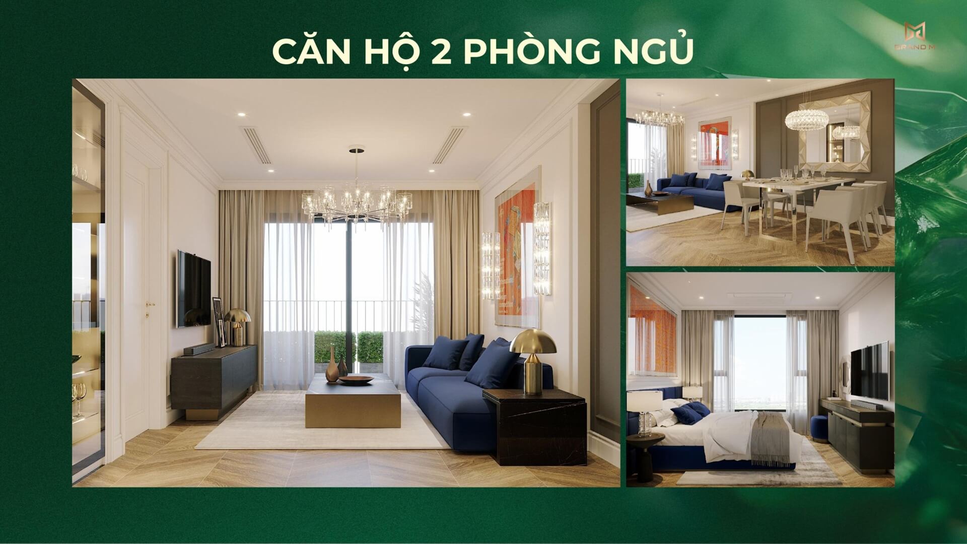 nội thất căn hộ 2 phòng ngủ dự án northern emerald long biên