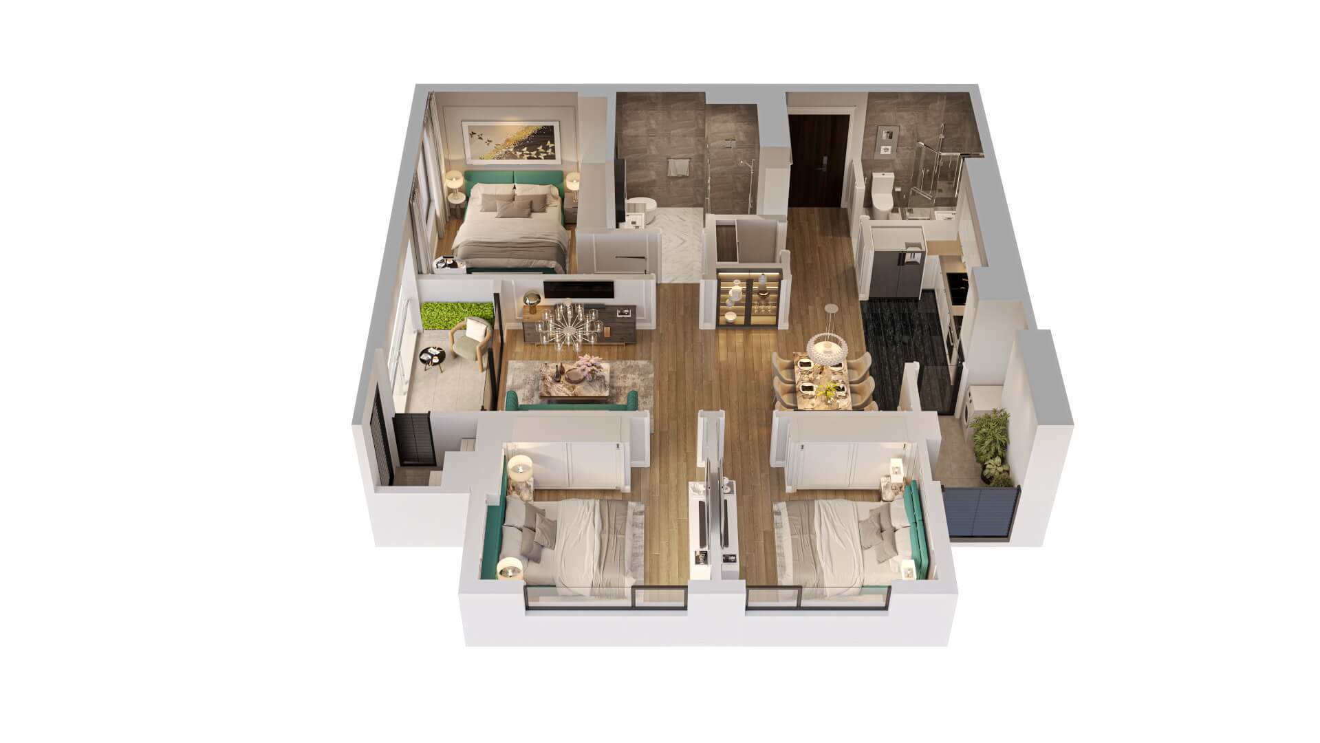 thiết kế căn hộ northern emerald long biên