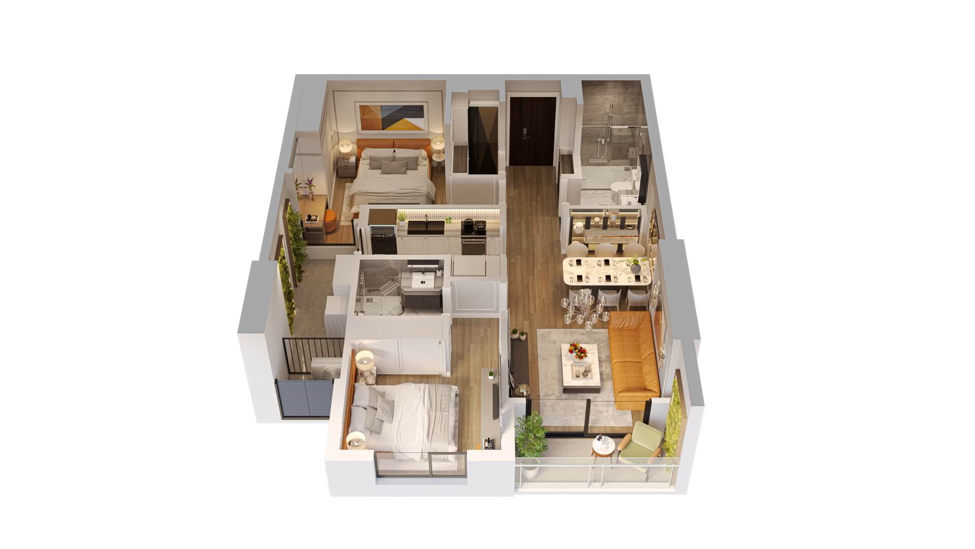 thiết kế căn hộ northern emerald long biên