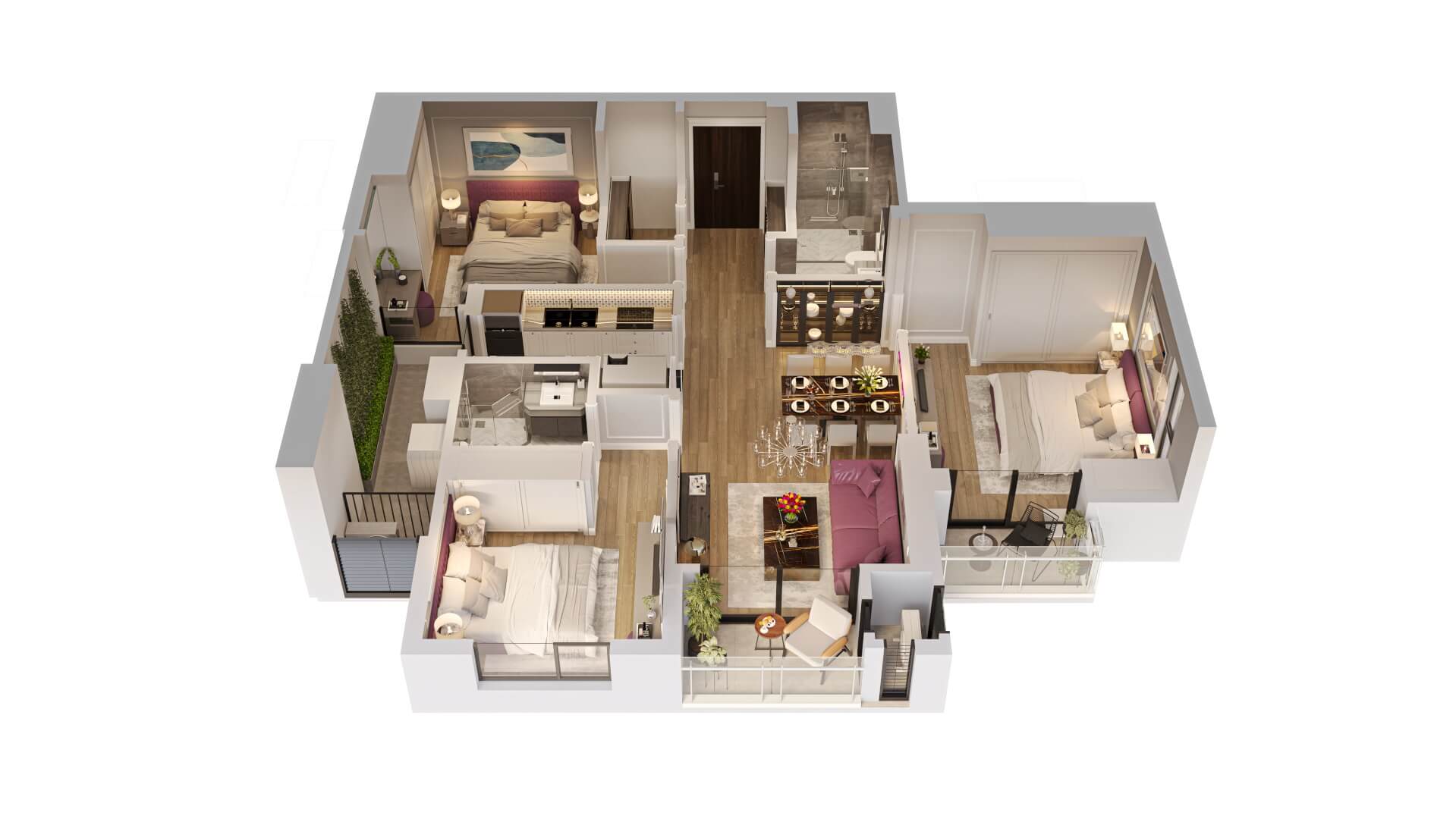 thiết kế căn hộ northern emerald long biên