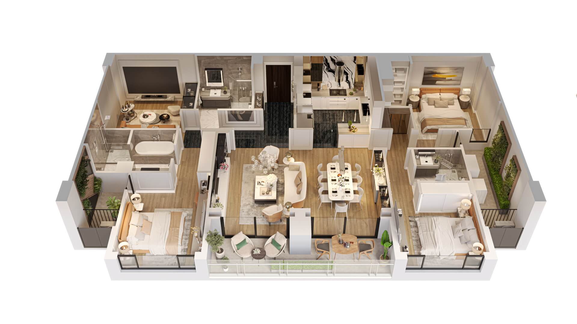 thiết kế căn hộ northern emerald long biên